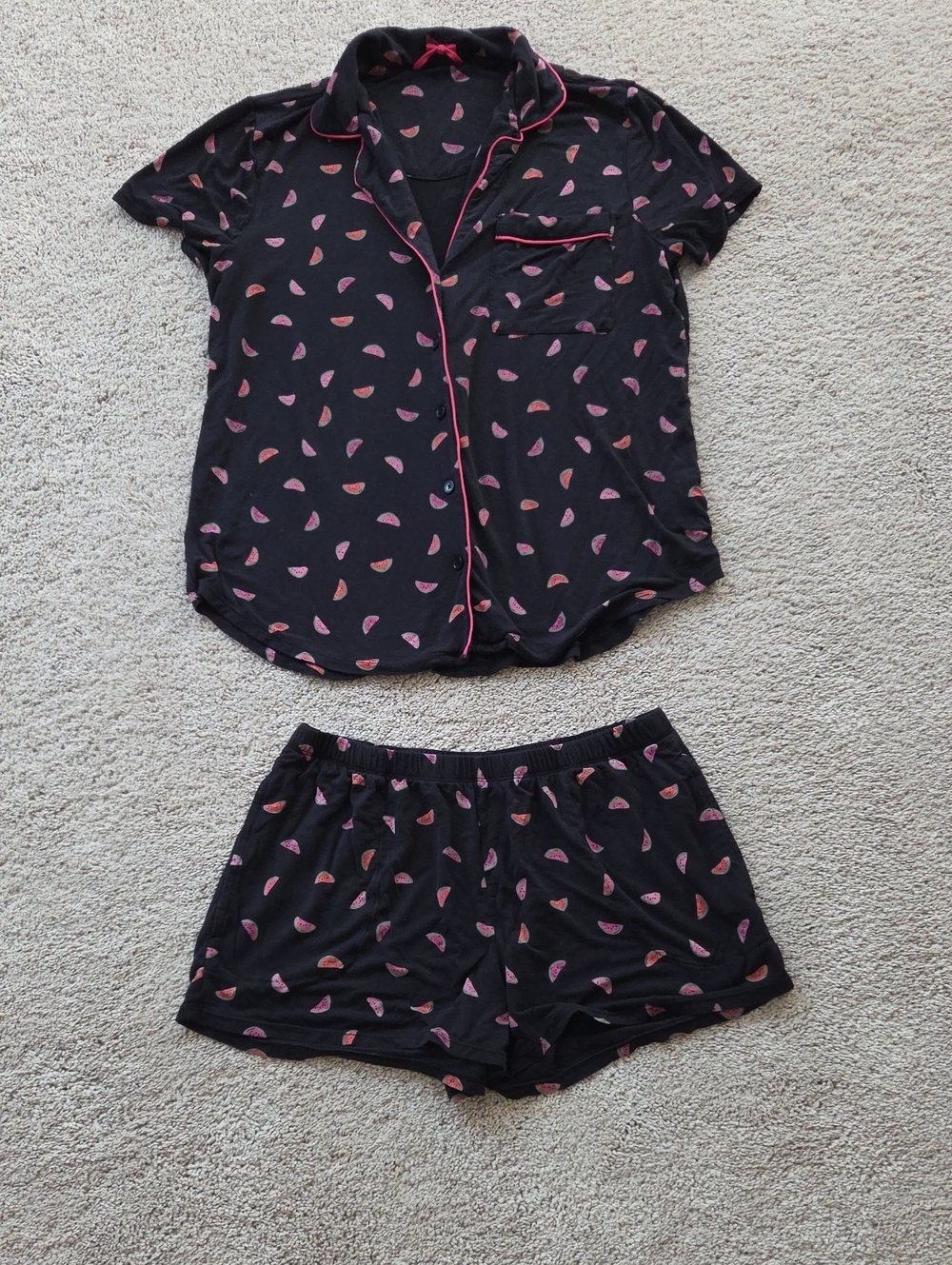 kate spade Black Pajama Set with Pink Watermelon Print